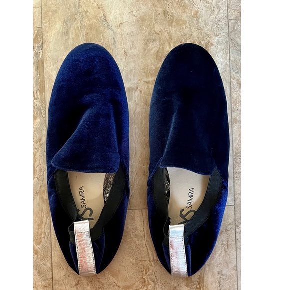 Yosi Samra Blue Velvet Slip On Shoes